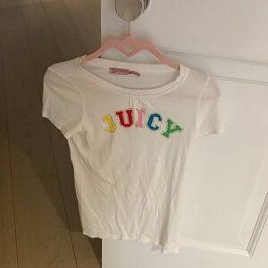 Juicy Couture Kids White T-Shirt with Colorful Lettering size 12 fits small
